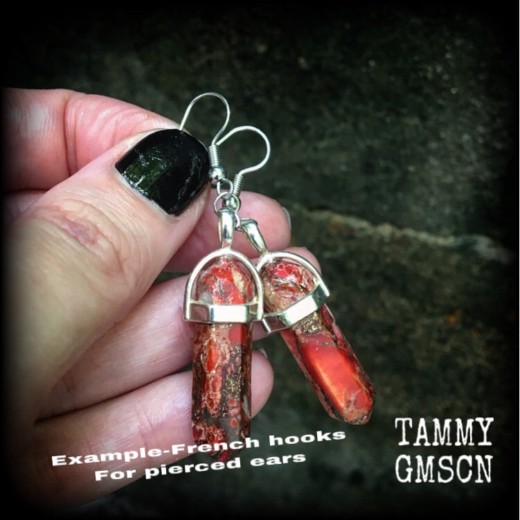 Red ocean jasper earrings