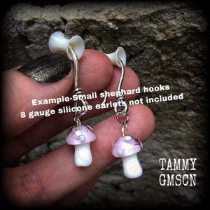 Purple mushroom earrings-Ear hangers