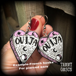 Ouija board planchette earrings-Pastel goth