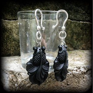 Black moor earrings-Black obsidian earrings