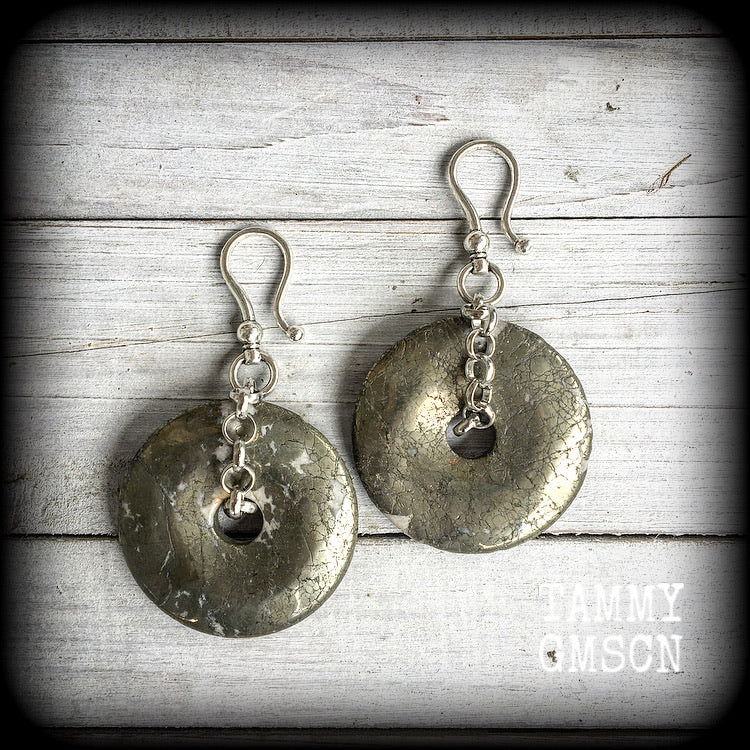 Pyrite earrings-Gemstone ear hangers