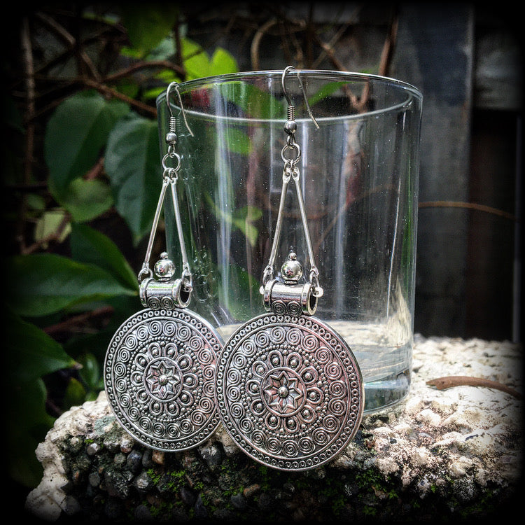 Artemis shield maiden earrings-Mandala earrings