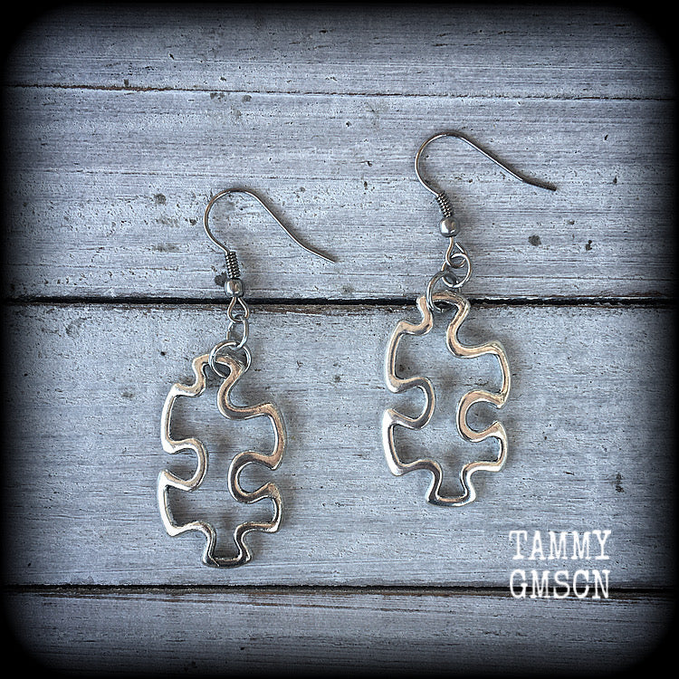 Jigsaw earrings-Puzzle piece earrings