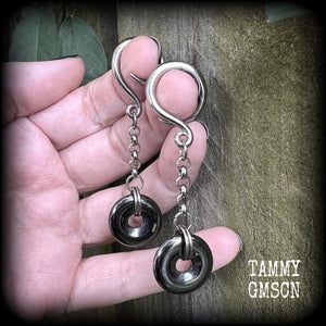 Hematite gauged earrings