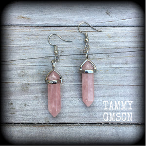 Rose quartz earrings-Gemstone earrings