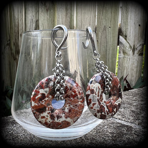 Jasper ear hangers Jasper ear hangers Jasper gauged earrings 6 gauge ear weights Gemstone ear weights Stone ear weights Gemstone ear hangers Stretched ears Gauged ears Ear gauges Body jewelry Stretched lobes 4mm 6mm 8mm 10mm 12mm 14mm 16mm 19mm 22mm 25mm 28mm 30mm 