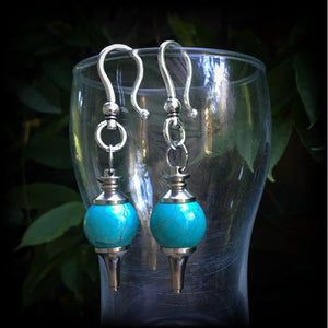 Turquoise earrings-Gemstone ear hangers