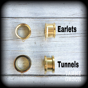 Hamsa hand and key tunnel earrings-Evil eye jewelry
