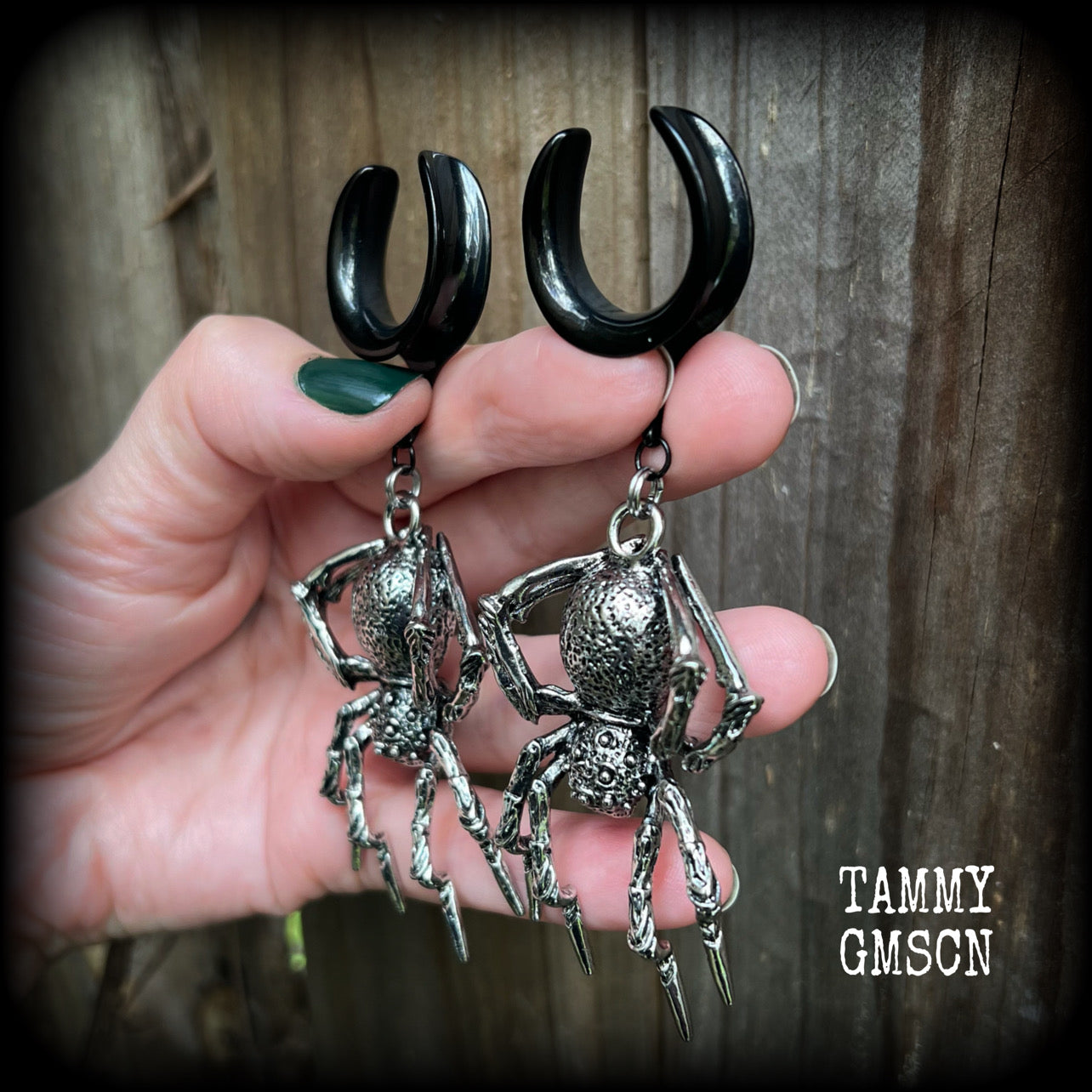 Spider ear weights-Insect gauged earrings