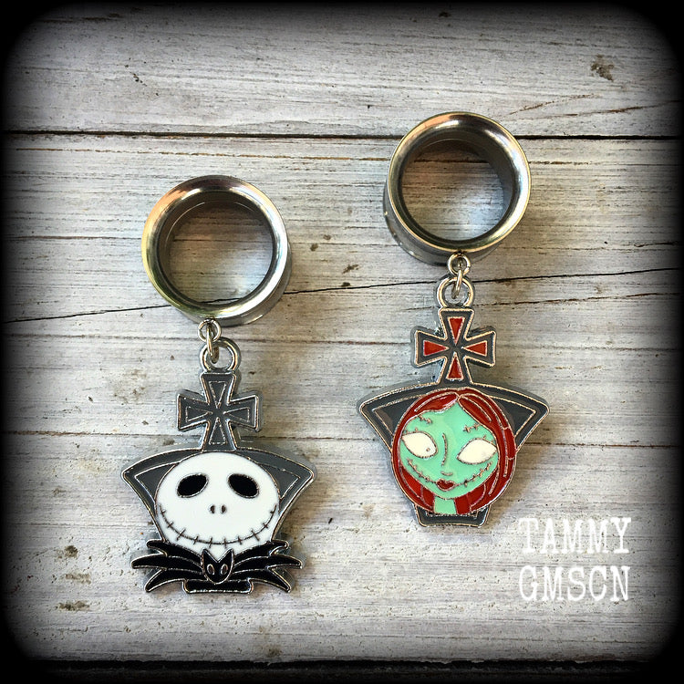 Jack and Sally NMBC tunnel earrings