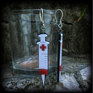 Halloween earrings-Syringe earrings