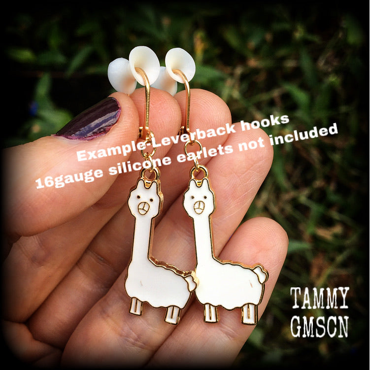 Llama earrings Alapaca earrings Animal earrings Quirky earrings Alapaca jewelry Cute earrings Camels Mammals Pet earrings Gifts for girls Pierced ears Ear gauges Party favours Christmas gifts Birthday gifts