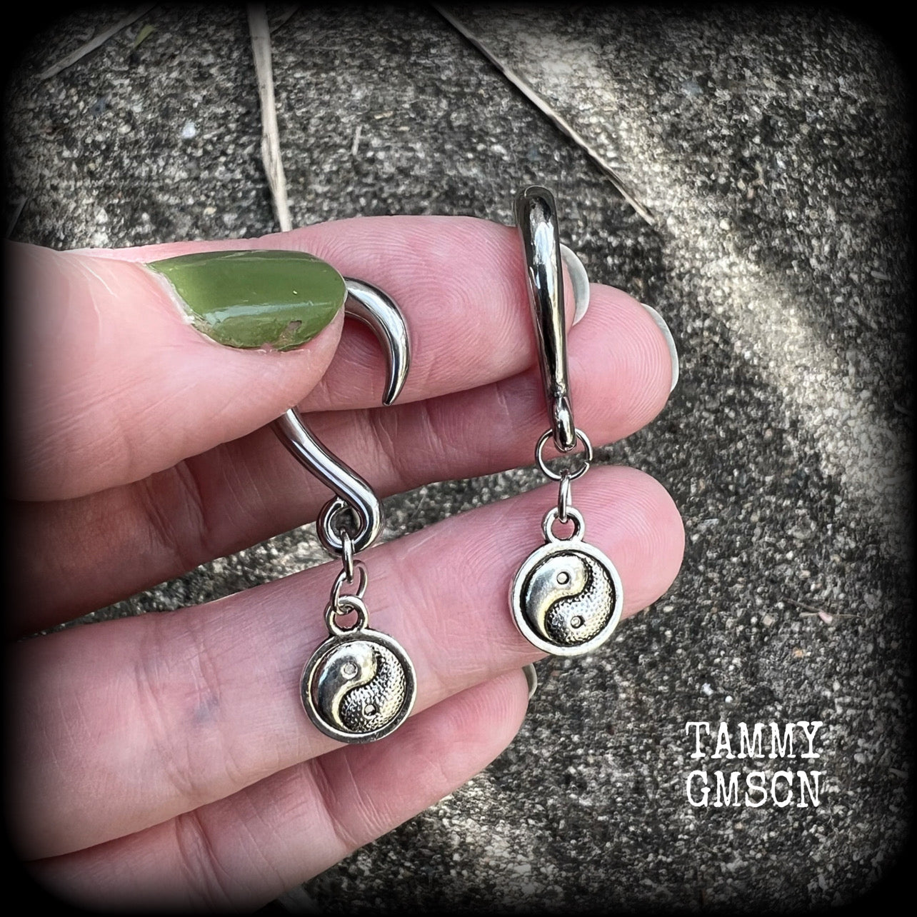 Yin Yang gauged earrings