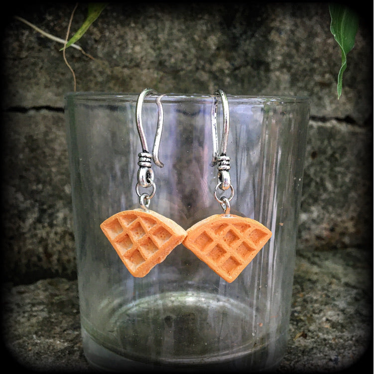 Waffle earrings-Ear hangers