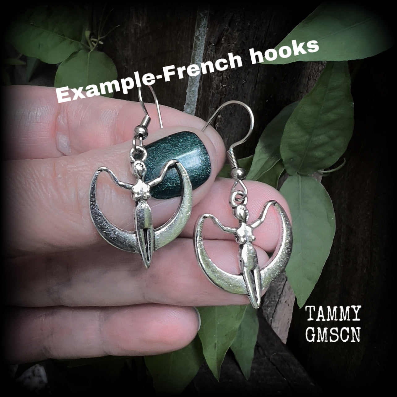 Moon goddess earrings Coven jewelry Witchy jewelry Occult earrings Esoteric earrings 