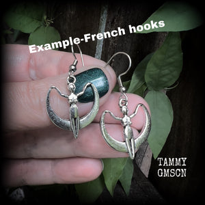 Moon goddess earrings Coven jewelry Witchy jewelry Occult earrings Esoteric earrings 