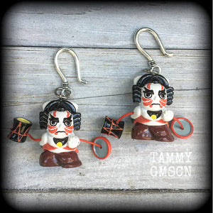 Japanese drummer earrings-Taiko earrings