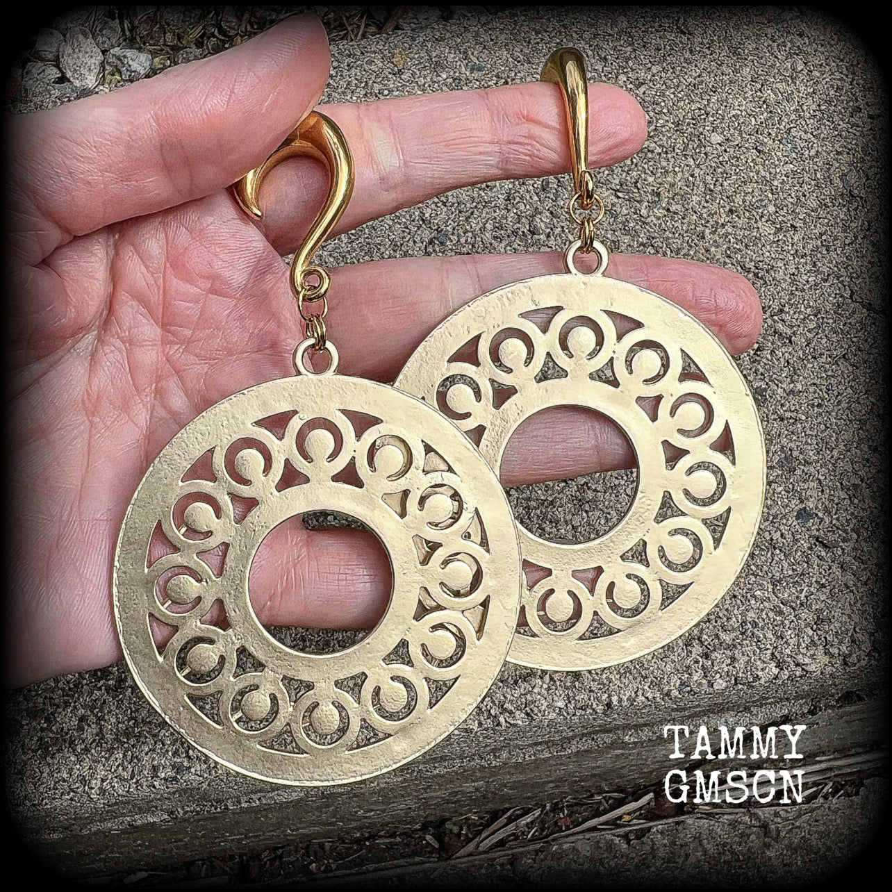 Goddess Ishtar gauged earrings 2 gauge ear weights Ear hangers Tribal sun Body jewelry Stretched lobes Gauges 6 gauge 2 gauge 0 gauge 00 gauge 1/2" 9/16" 5/8" 3/4" 7/8" 1" 1.10" 1.18" Body jewellery