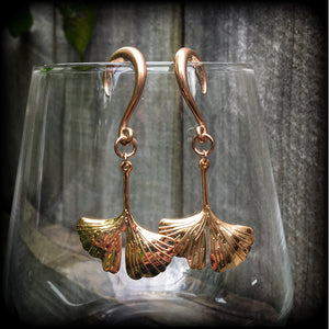 Ginkgo earrings Ginkgo earrings Lotus leaf earrings 6 gauge ear weights Leaf ear hangers Gauged earrings 6g 2g 0g 00g 1/2" 9/16" 5/8" 3/4" 1" 1.10" 1.18" Boho body jewellery Cottagecore jewelry Fairycore jewelry Moss goth earrings Gypsy boho jewelry