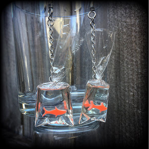 Gold fish earrings-Ear hangers