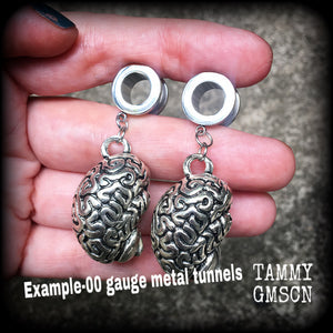 Brains tunnel earrings