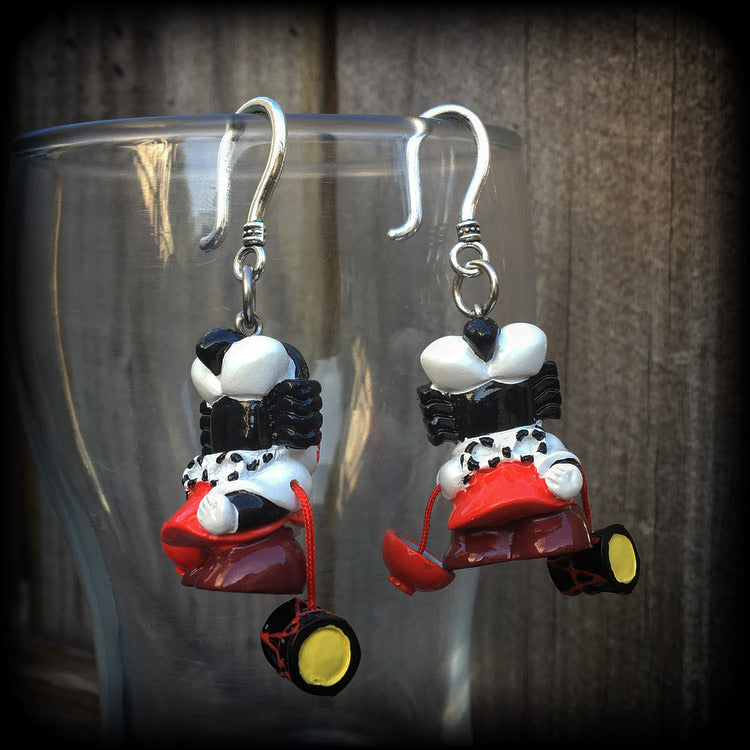 Japanese drummer earrings-Taiko earrings