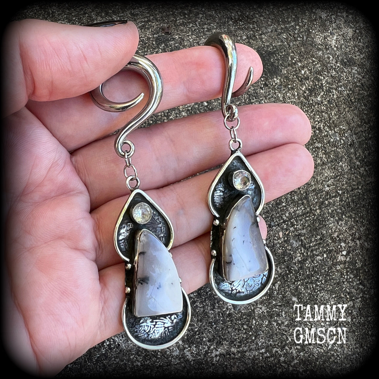 Opal and topaz earrings-Gauged earrings