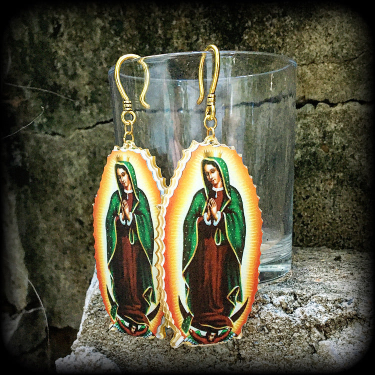 Catholic earrings Catholic jewelery Religious jewellery Virgin Mary jewelry Voodoo earrings Voodoo jewellery Earrings for pierced ears and stretched lobes
