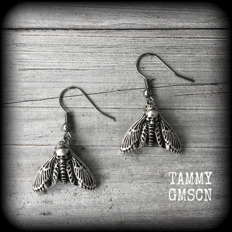 Deaths head moth earrings-Gothic earrings