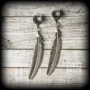 Feather gauged earrings-Ear hangers