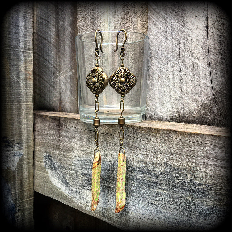 Sea sediment jasper and antique bronze earrings