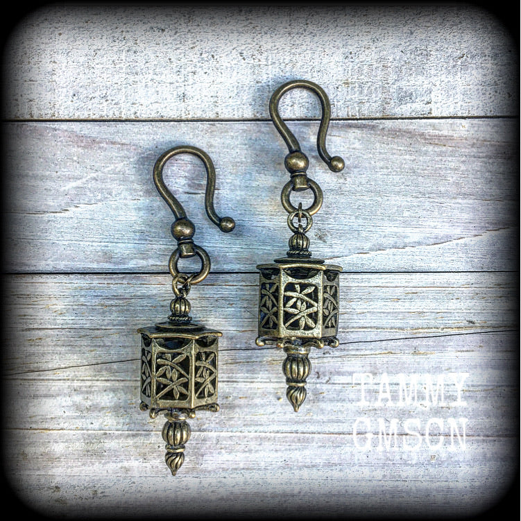 Bronze lantern earrings-Ear hangers