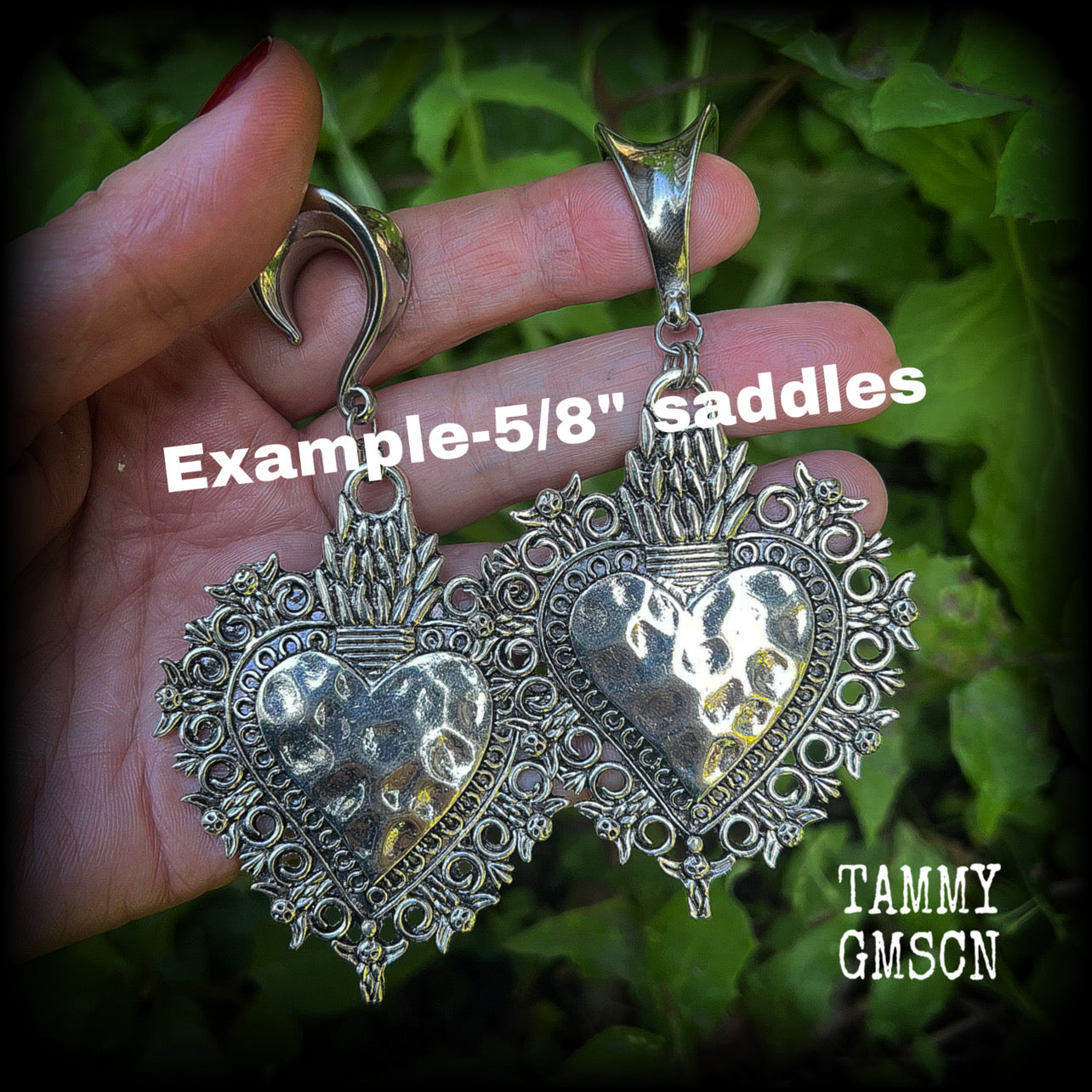 Oversized sacred heart gauged earrings