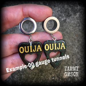 Ouija board planchette tunnel earrings