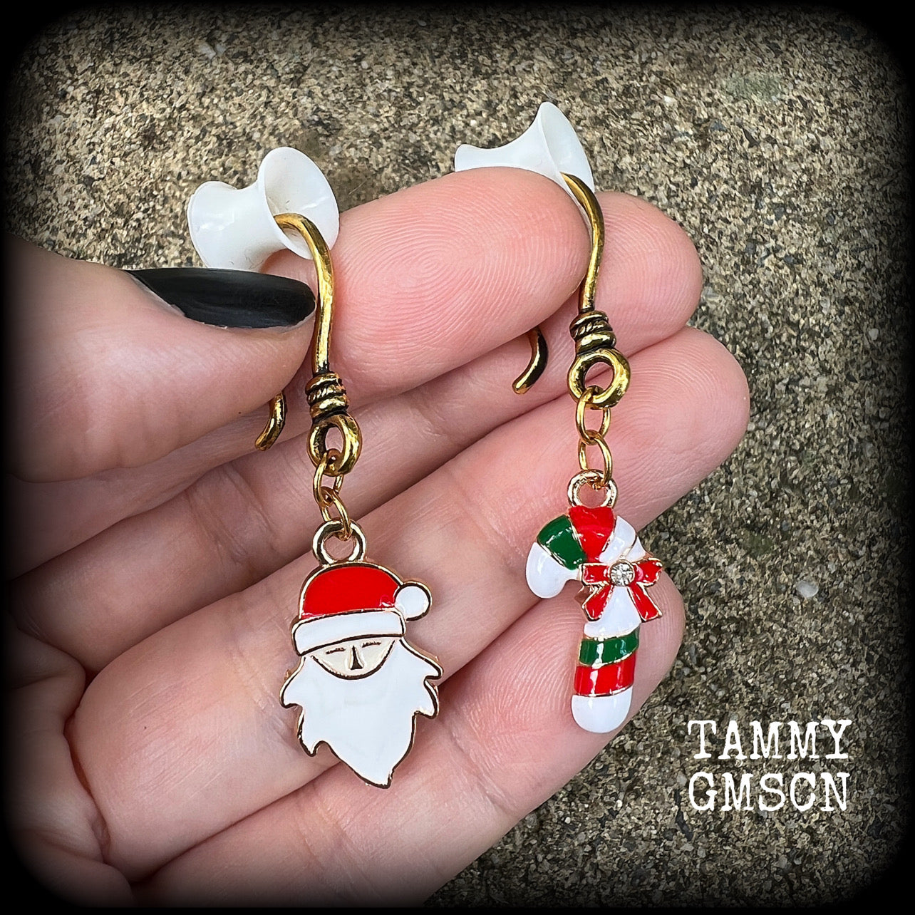 Santa Claus and Candy cane earrings-Christmas earrings