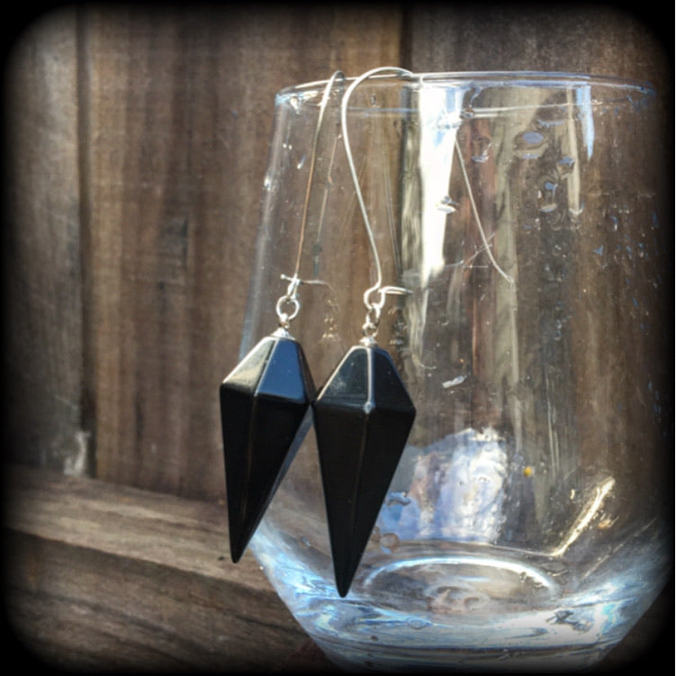 Black obsidian earrings-Gemstone earrings