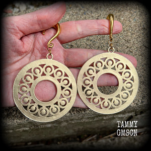 Goddess Ishtar gauged earrings 2 gauge ear weights Ear hangers Tribal sun Body jewelry Stretched lobes Gauges 6 gauge 2 gauge 0 gauge 00 gauge 1/2" 9/16" 5/8" 3/4" 7/8" 1" 1.10" 1.18" Body jewellery