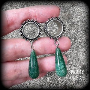 Aventurine earrings Teardrop earrings 14mm tunnels Gemstone tunnel earrings Gemstone earrings Gauged earrings 2g 0g 00g 12mm 14mm 16mm 19mm Tunnel dangles Ear gauges 1/2" 9/16" 5/8" 3/4" 7/8" 1" 1.10" 1.18" Stretched ears Stretched lobes 