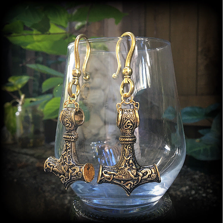 Thors Hammer ear weights-Gauged earrings