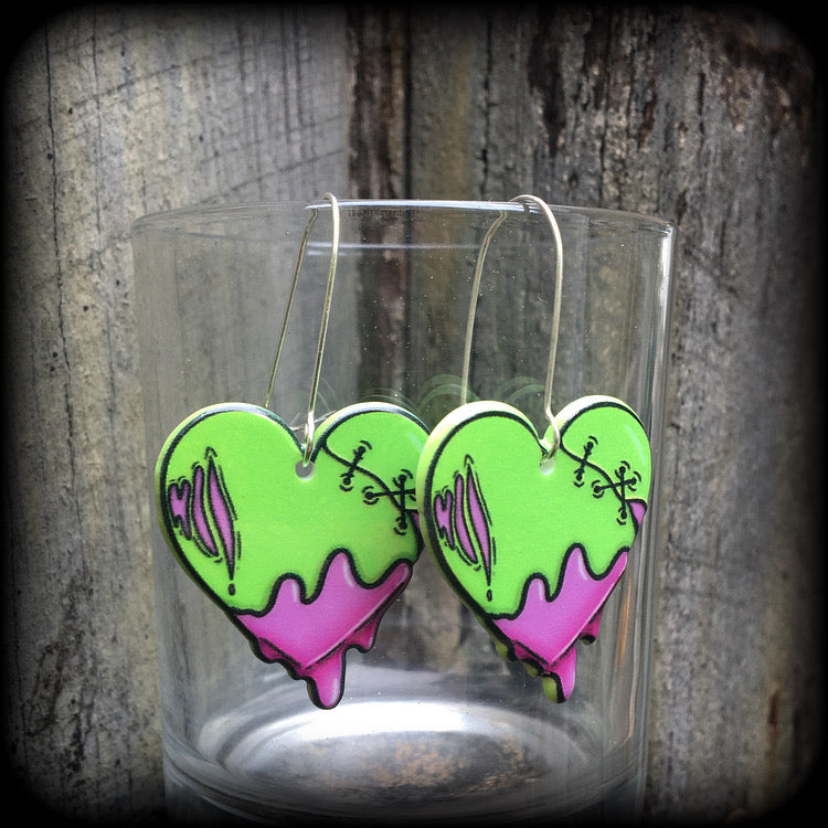 Zombie heart earrings