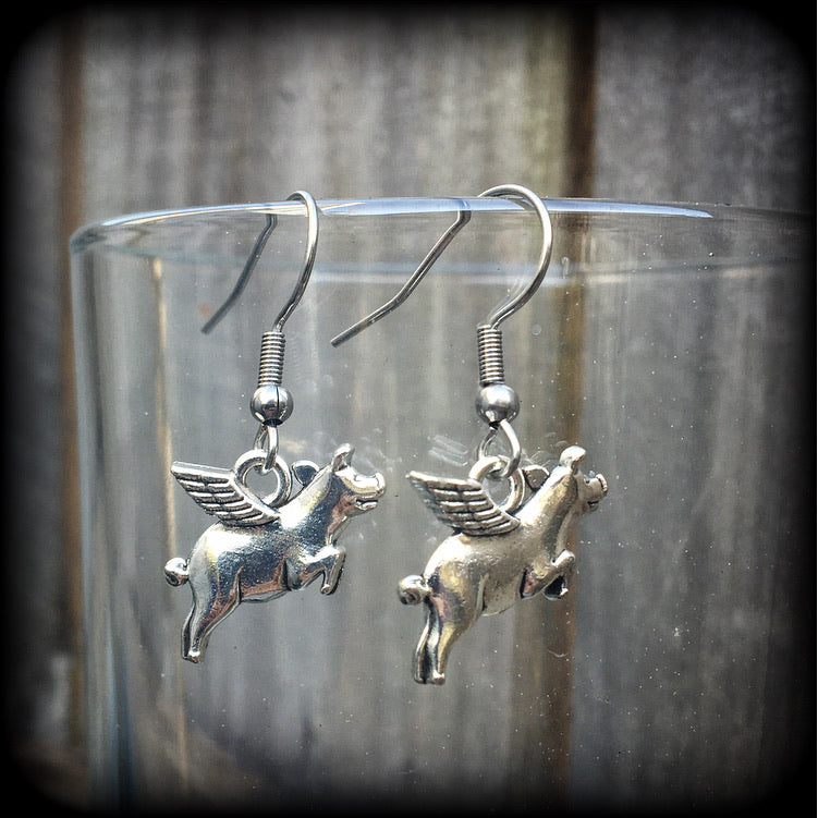 Pig earrings-Flying pig earrings