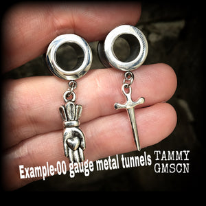 Ace of swords tunnel earrings