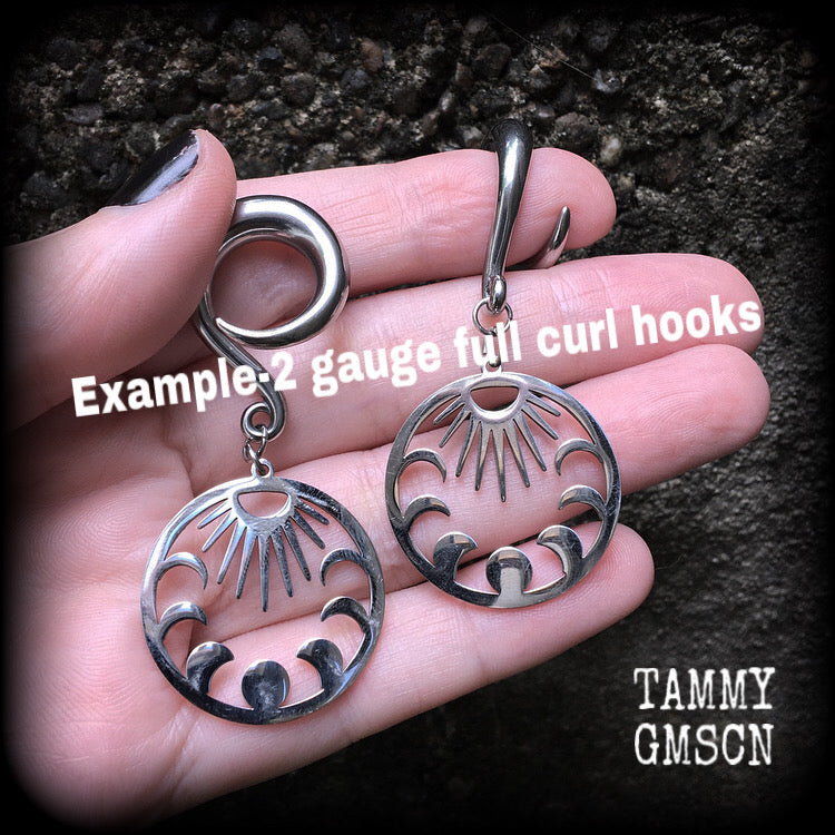 Moon phases gauged earrings