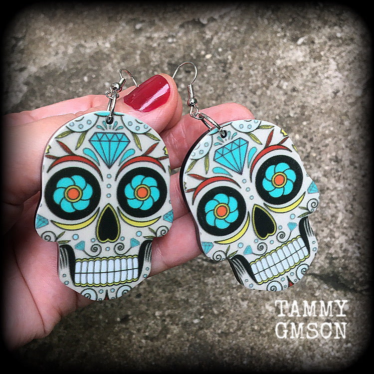 Sugar skull earrings-Day of the Dead earrings