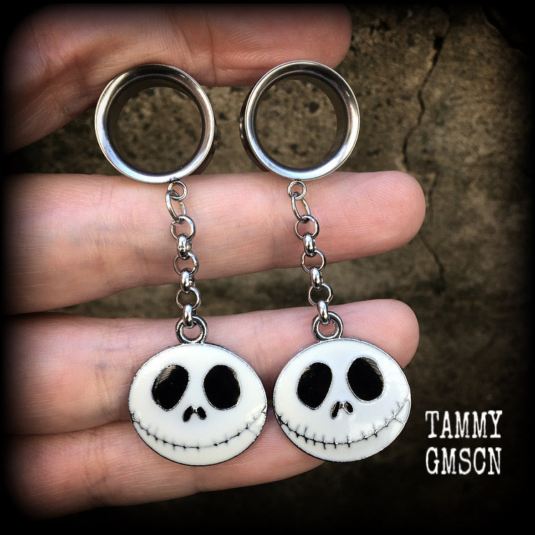 Jack Skellington tunnel earrings-NMBC