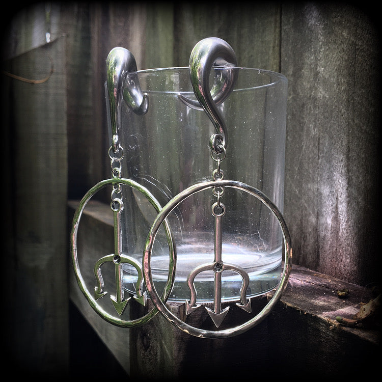 Trident gauged earrings-Neptune earrings