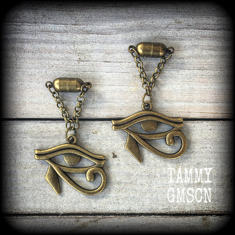 Eye of Horus earrings-Tunnel dangles-Ear gauges