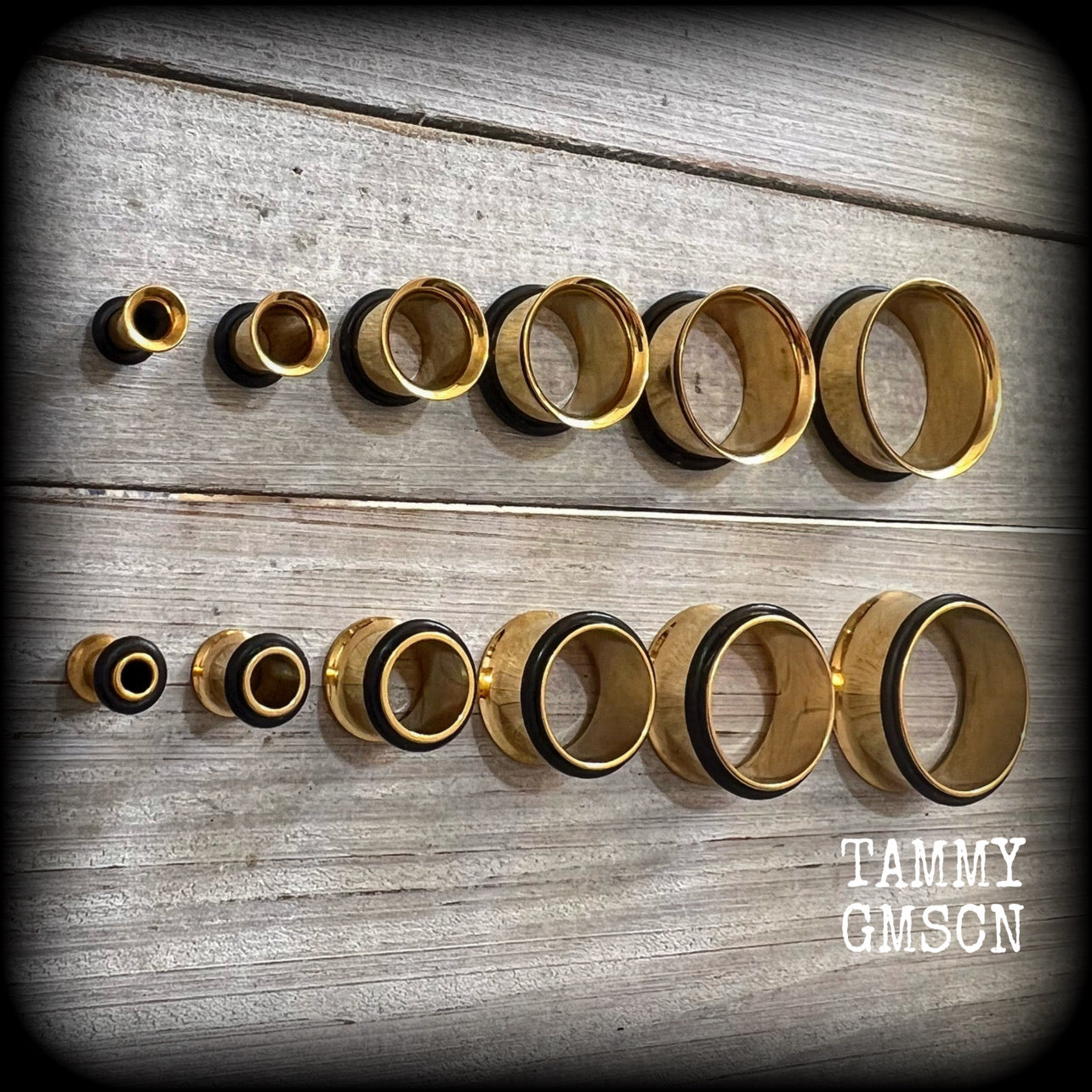 -4mm-6 gauge tunnels
-5mm-4 gauge tunnels
-6mm-2 gauge tunnels
-8mm-0 gauge tunnels
-10mm-00 gauge tunnels
-12mm-1/2" tunnels
-14mm-9/16" tunnels
-16mm-5/8" tunnels
-18mm-11/16" tunnels
-20mm-13/16" tunnels
-22mm-7/8" tunnels
-25mm-1" tunnels