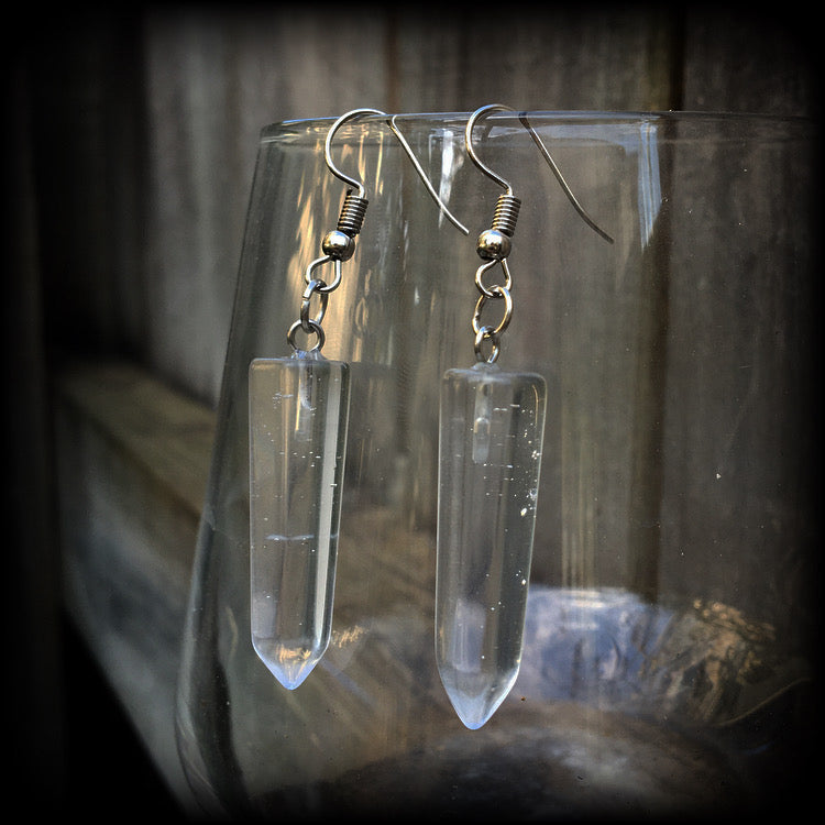 Clear quartz earrings-Gemstone earrings