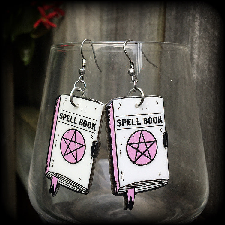 Pastel goth book of shadows earrings-Halloween earrings